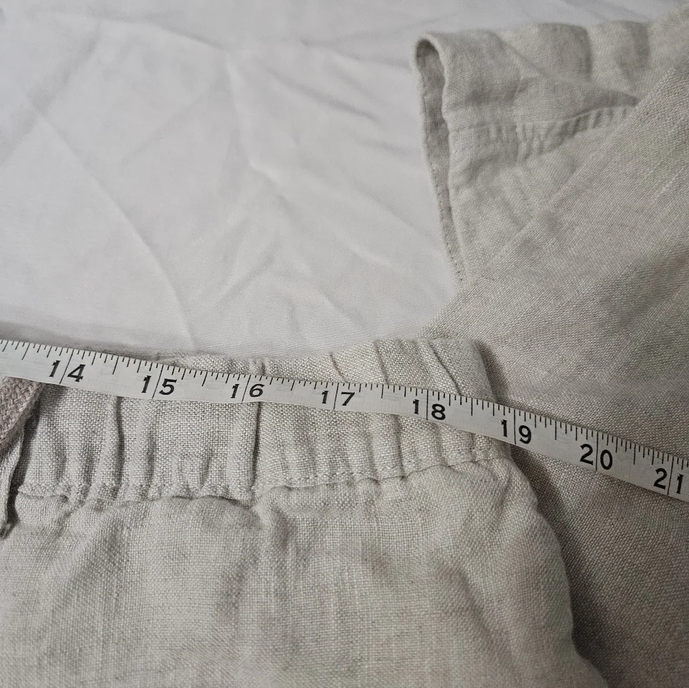 Carribean 100% Linen Nautical Fishing Cream Mens Cargo Pants Size 40×36!